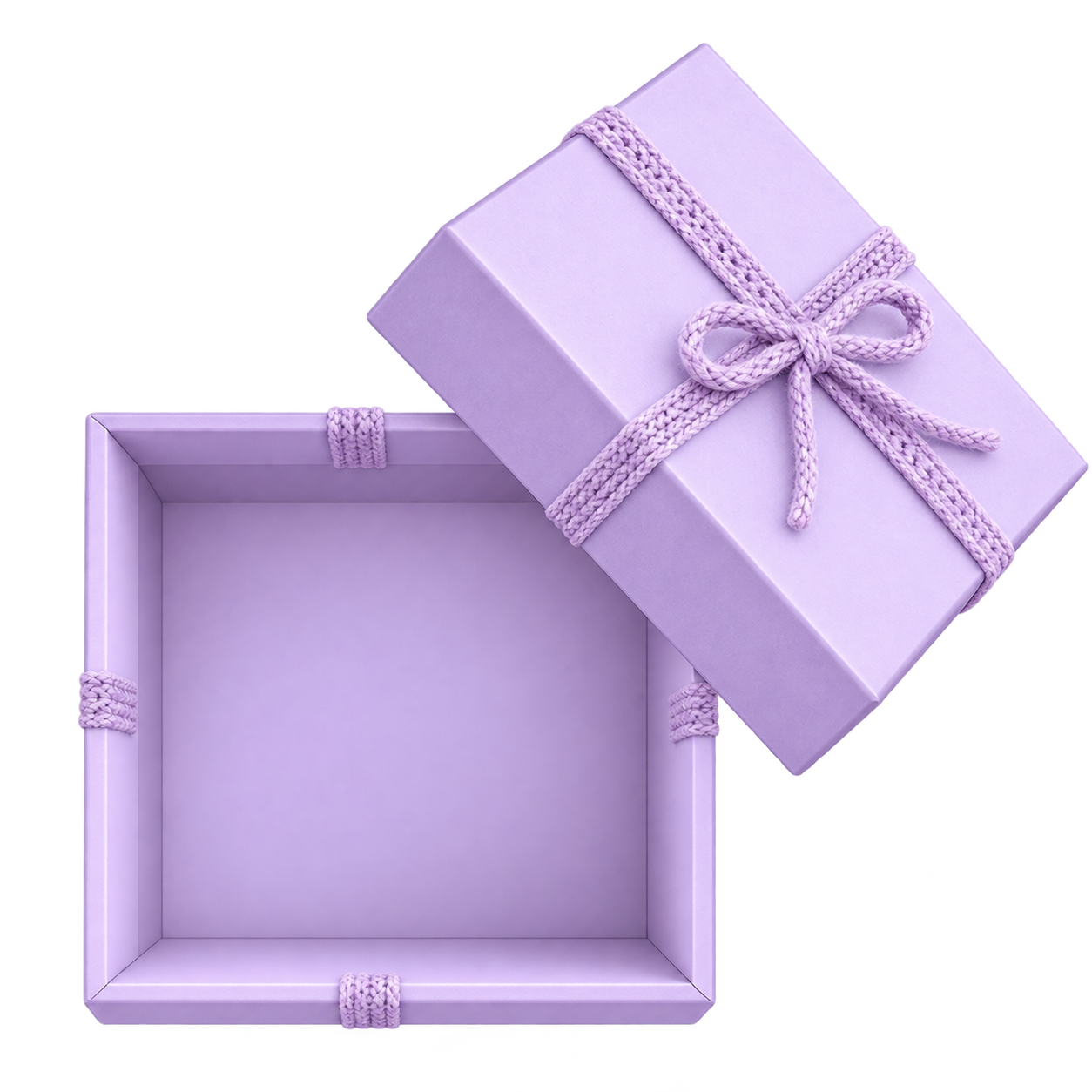 Open purple gift box